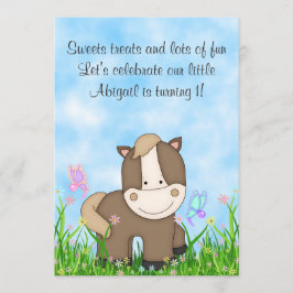 Pony y Butterflies Invitación al primer cumpleaños