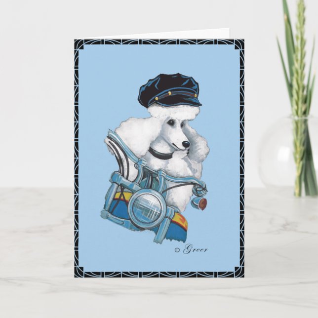 Poodle blanco en una tarjeta de felicitación para  (Anverso)