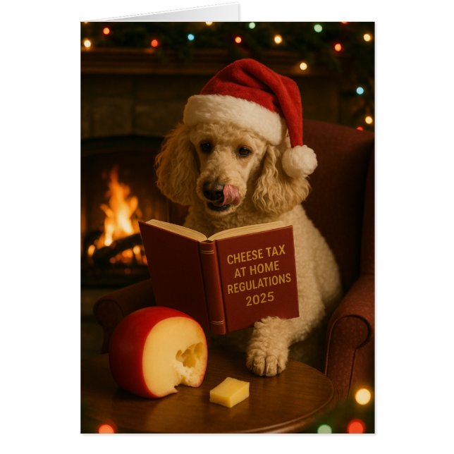 Poodle 'Cheese Tax' Christmas card (Frente)