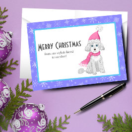 Poodle lindo de invierno Feliz Navidad amistad
