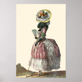 Poodle negro en la impresión de disfraces de Marie