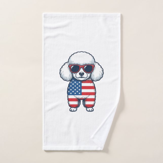 Poodle Patriótico con Gafas de Sol Diseño Vectoria (Toalla de mano)