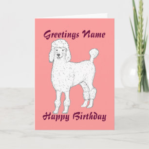 Poodle personalizable tarjeta de cumpleaños añadir