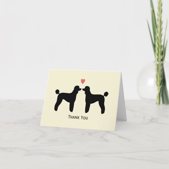 Poodles Estándar Negros Agradecimiento de Boda (Anverso)