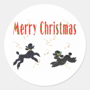 Póodles negros jugando a ser Pegatinas de arte na