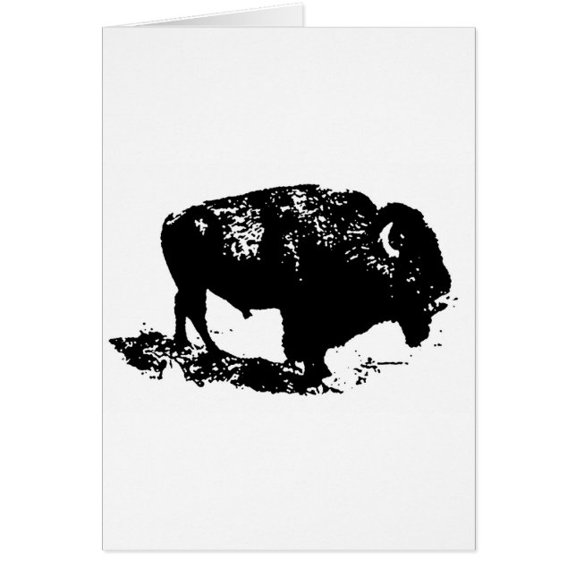 Pop Art Black Búfalo Blanco Bison Silhouette (Frente)