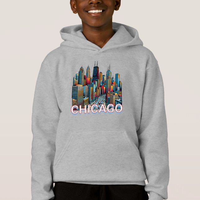 Pop art Comic Book Art Chicago Illinois Skyline (Anverso)