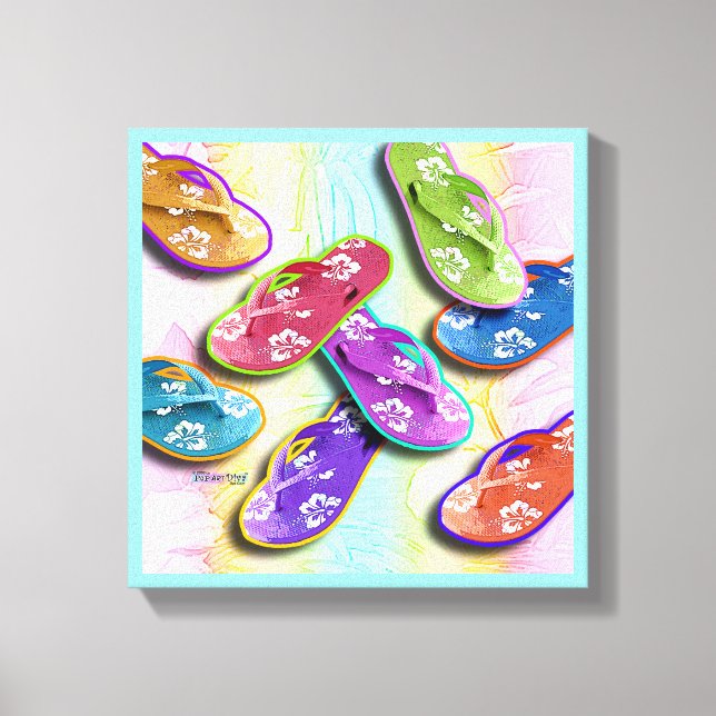Pop Art FLIP FLOPS Galería de lienzo envuelto (Anverso)