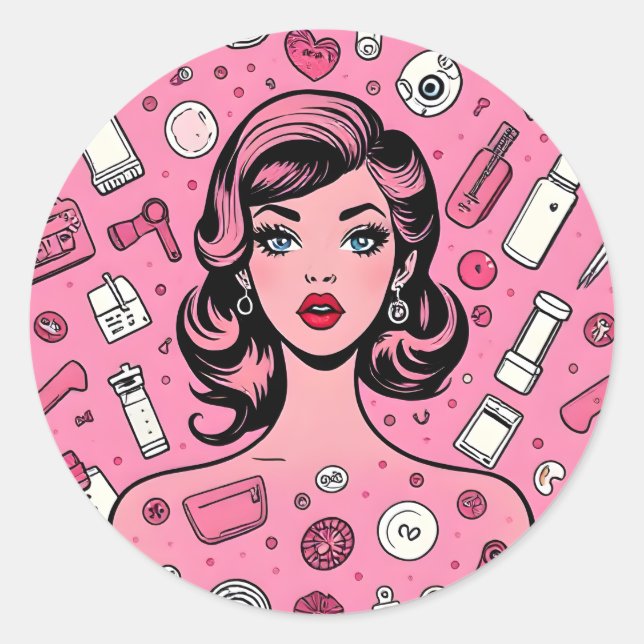 Pop art Gril pegatina (Anverso)
