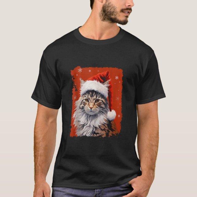 Pop Art Maine Coon Navidades Cat Tank Red Top (Anverso)