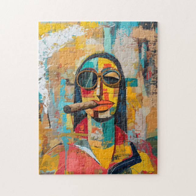 Pop Art Mona Lisa Fumando un Rompecabezas de Azúca (Vertical)