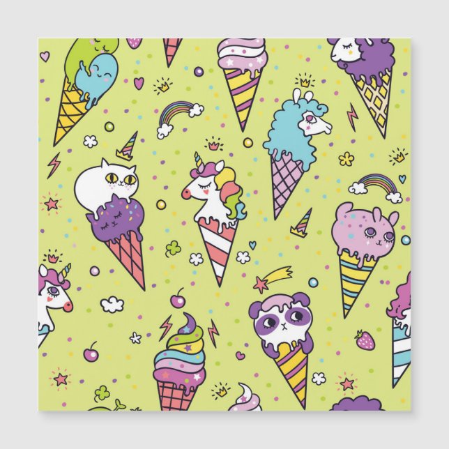Pop Cute Ice Cream: Patrón Animal (Anverso)
