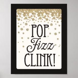 Pop Fizz Clink Año Nuevo Fiesta Decoración Rótulo