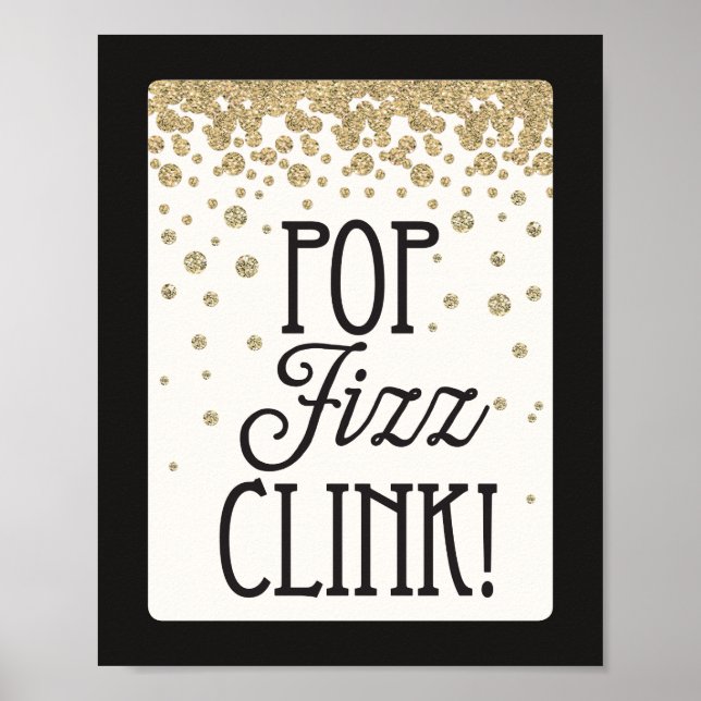 Pop Fizz Clink Año Nuevo Fiesta Decoración Rótulo (Frente)