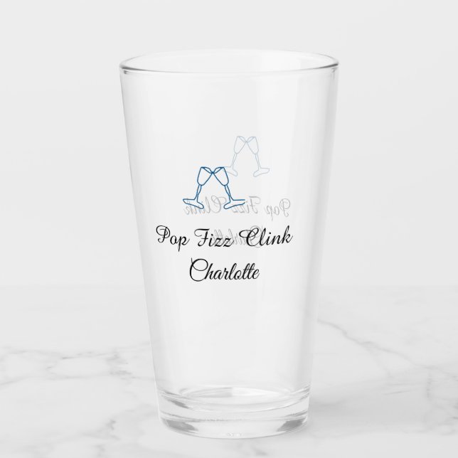 Pop fizz clink blue champagne bottle new year (Anverso)