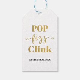 POP FIZZ CLINK Etiqueta de regalo de oro y blanco