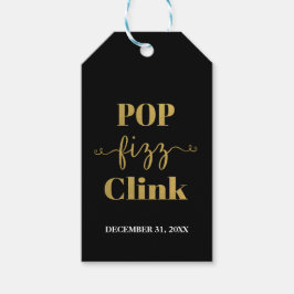POP FIZZ CLINK Etiqueta de regalo de oro y negro
