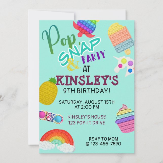 Pop It Bubble Fidget Toy Birday (Anverso)