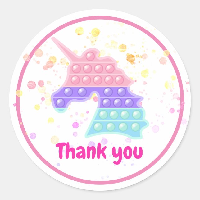 Pop it fiesta pastel pegatina redondo clásico (Anverso)