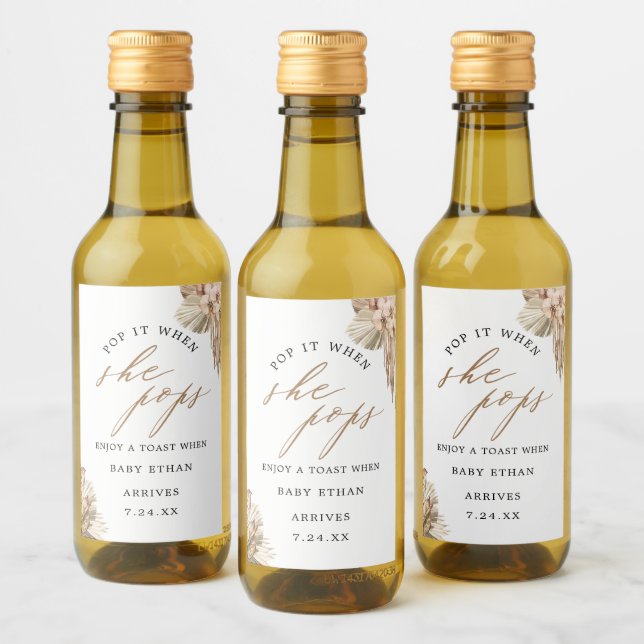 Pop it When Pampas Grass Baby Shower Wine (Botellas)