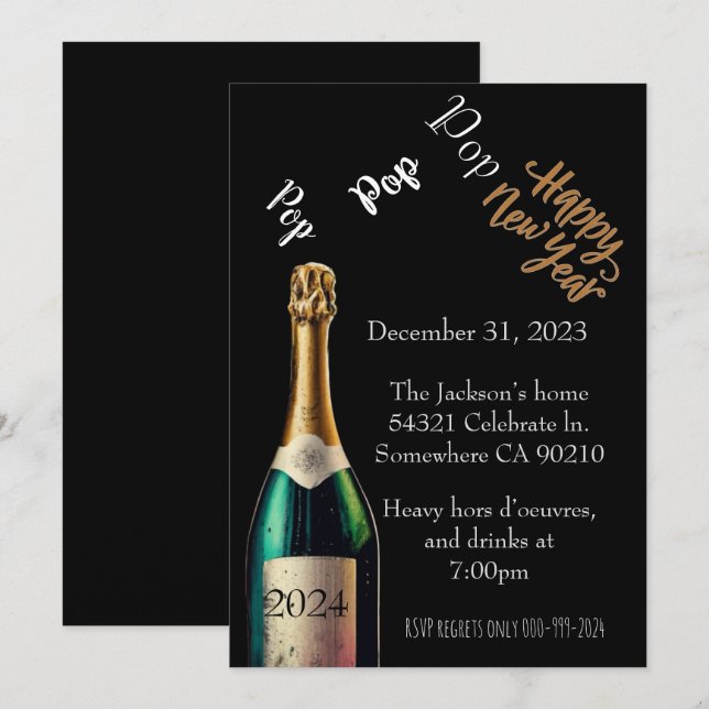 Pop pop New Years Eve Invitación (Anverso / Reverso)