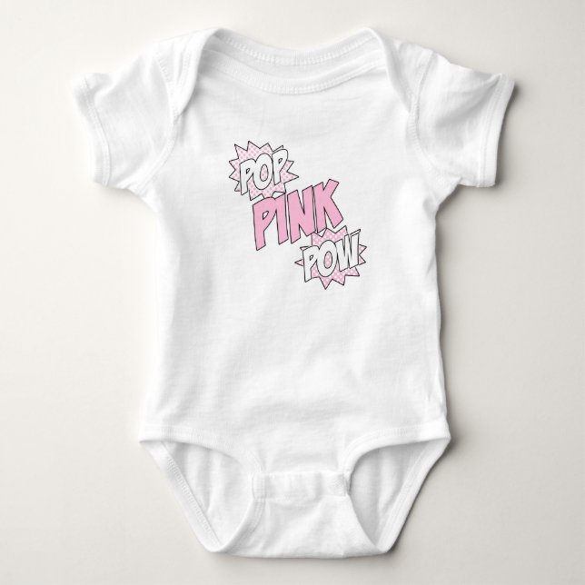 Pop Pow Rosa - Baby Jersey Bodysuit (Blanco) (Anverso)