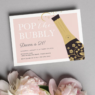 Pop the Bubbly Invitación a la fiesta de cumplea