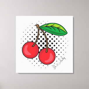 Popart Red Cherries en la impresión de lienzos de 