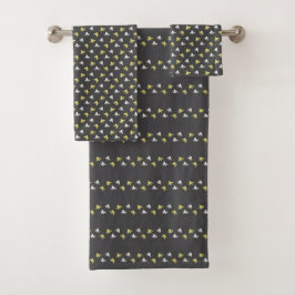Popcorn Bath Towels (Dark Gray & Butter Yellow)