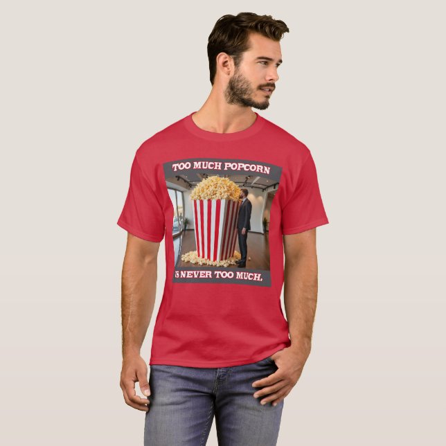 Popcorn Cualquiera hombres camiseta roja cardinal (Anverso completo)