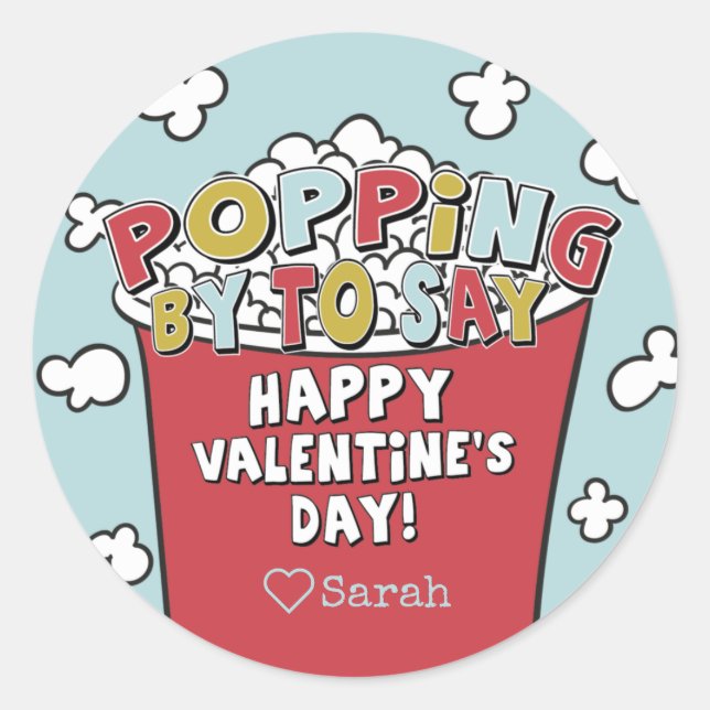 Popcorn Popping Por Valentine Pegatina (Anverso)