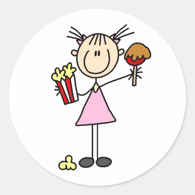 Popcorn Y Caramel Apple En El Pegatina Justo (Anverso)