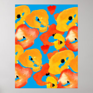 Poppies arte floral grande naranja rojo