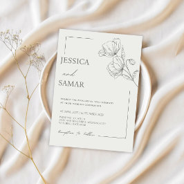 Poppies en la invitación a la boda en flor