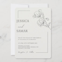 Poppies en la invitación a la boda en flor