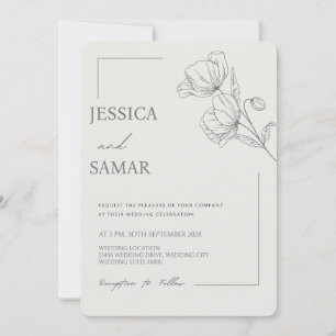 Poppies en la invitación a la boda en flor
