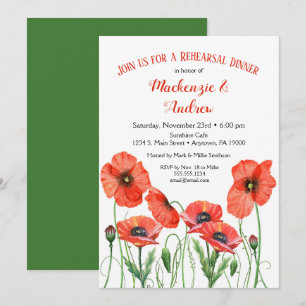 Poppies Ensayo Floral Invitación a brunch de cena