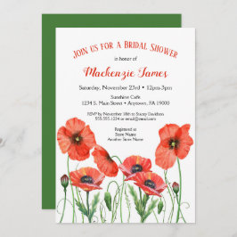 Poppies Floral Bridal Shower Invitación a la acuar