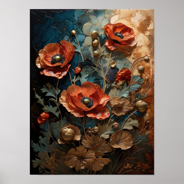 Poppies - flores poster de arte digital (Frente)