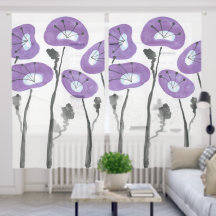 Poppies púrpura Cortinas Tiras