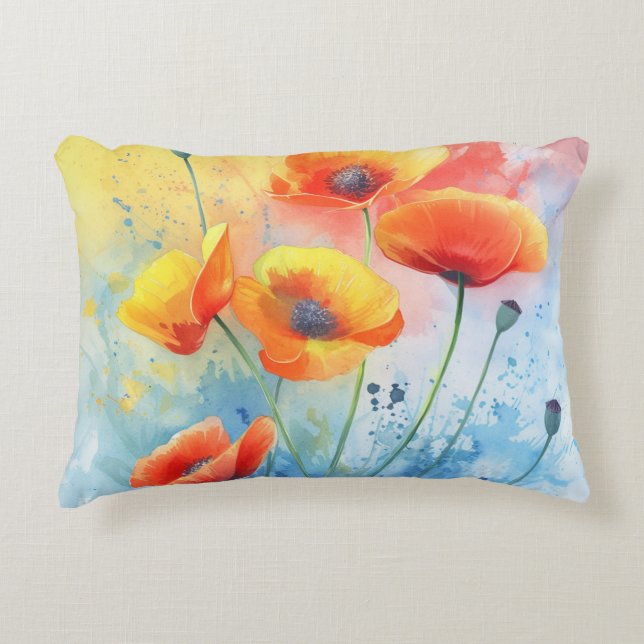 Poppies rojos - Almohada de acento rectangular de  (Anverso)