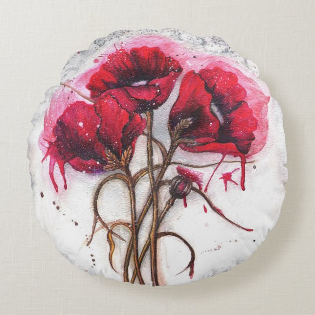 Poppies rojos alrededor de la almohada (Anverso)