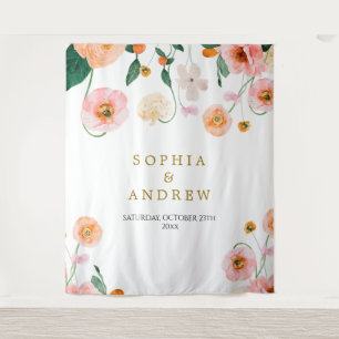 Poppies rosados Flores Boda Tapiz