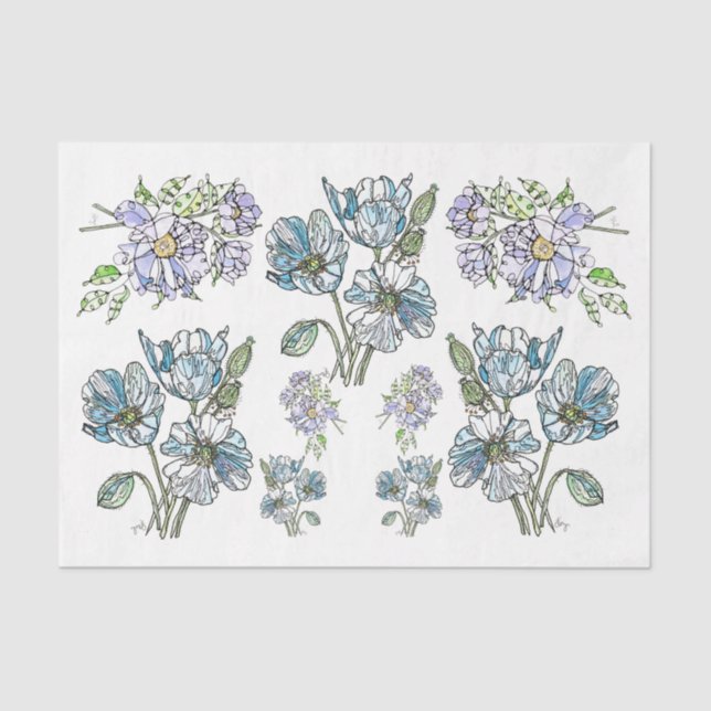 Poppies y peonías - Papel de té de descomposición (Anverso)