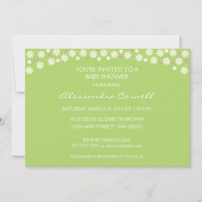 Poppin' Up Daisisida Invitación Baby Shower (Anverso)