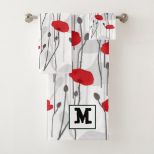Poppy flower gift botanical pretty monogram