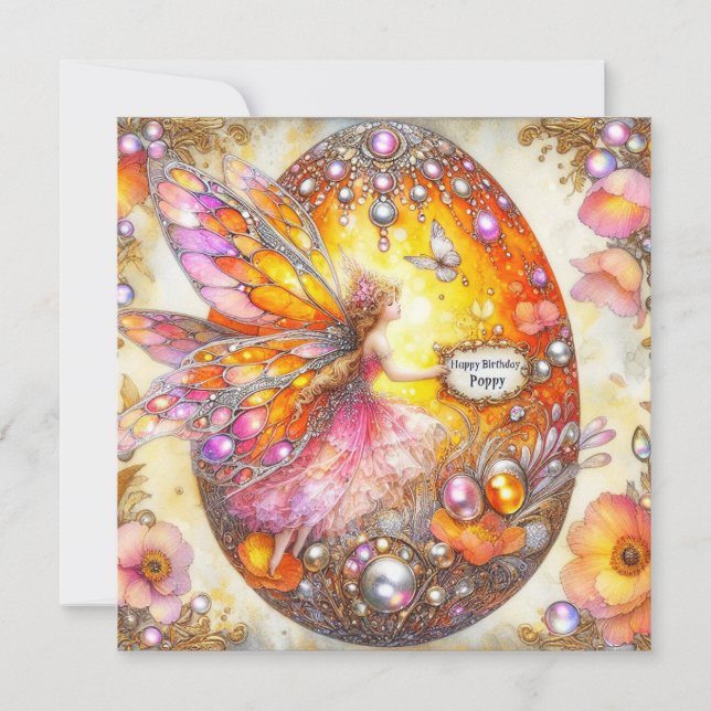 POPPY ~ Tarjeta de cumpleaños ~ Huevo para decorac (Anverso)