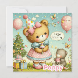 POPPY ~ Tarjeta de cumpleaños ~ Teddy Bear ~ Tarje