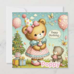 POPPY ~ Tarjeta de cumpleaños ~ Teddy Bear ~ Tarje