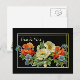Poppy y Cornflowers Gracias a la postal floral